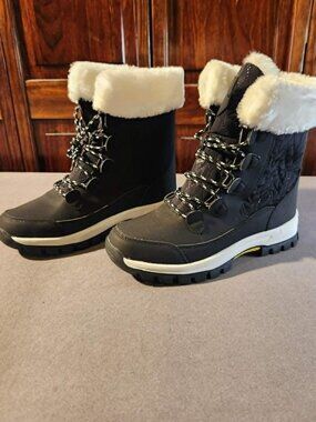 Women’s Black Faux Fur Winter Snow Boots – Size 41 (US 9.5/10)